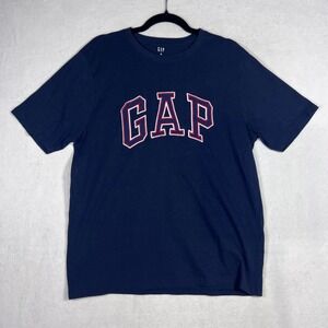 Embroidered GAP Arch Logo T-Shirt Mens XL Navy Blue Short Sleeve Crew Neck Tee
